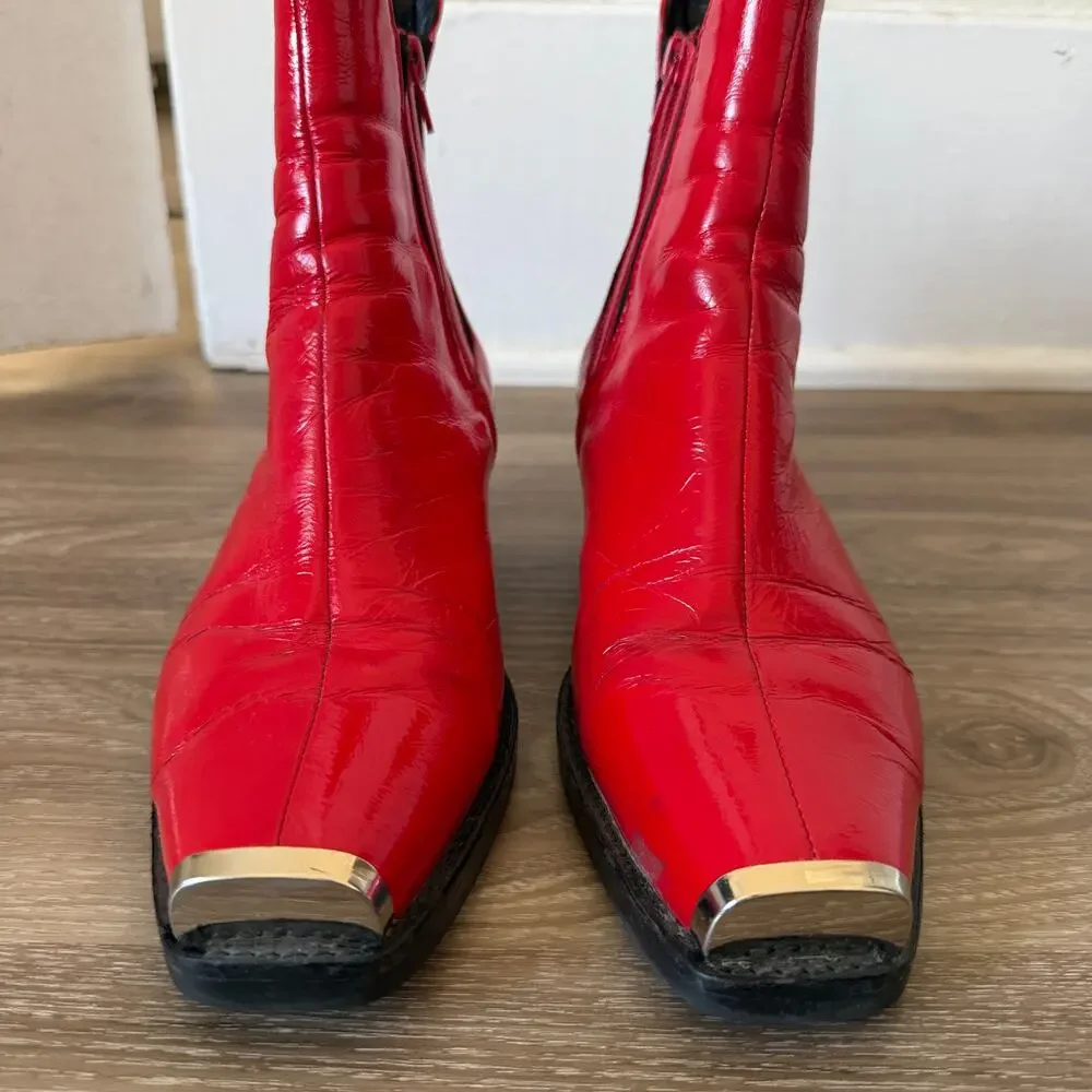 Jeffery Campball patent leather boots with metal toe